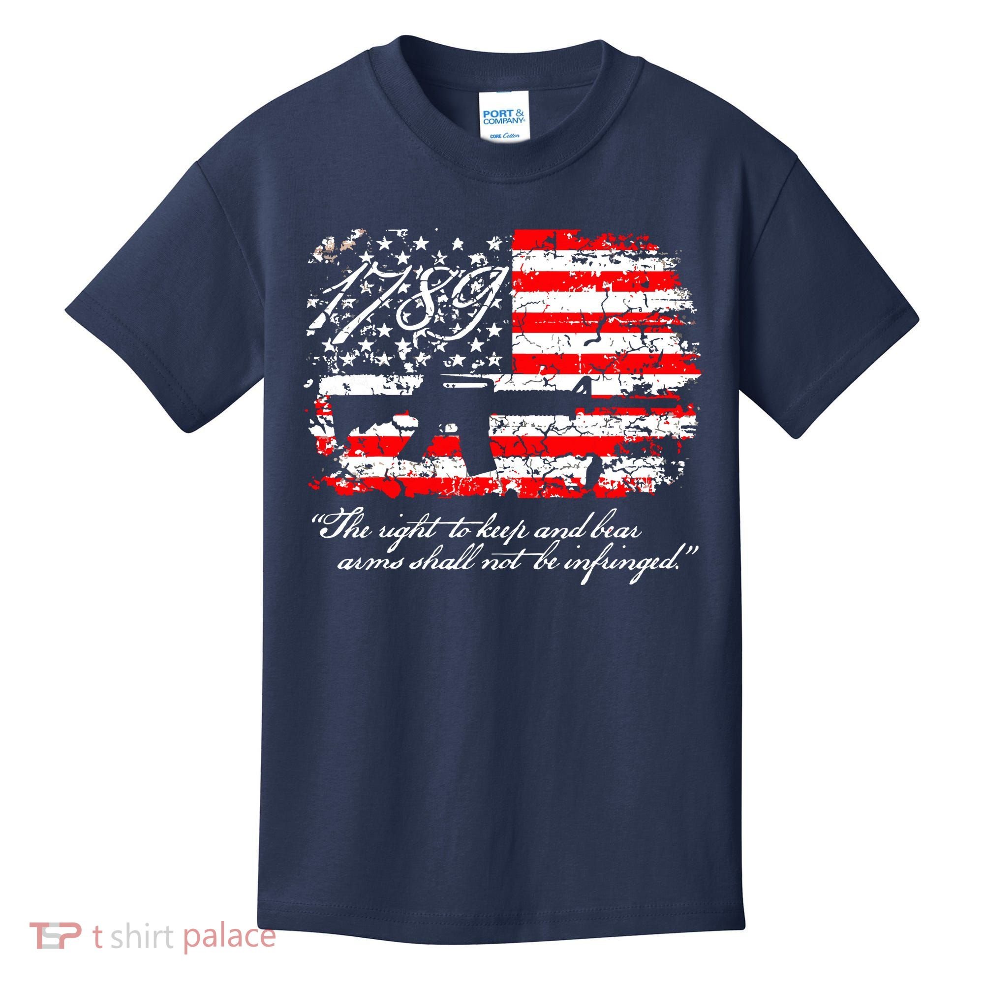 Patriotic 1789 American Flag 2nd Amendment Gun Rights AR15 Kids T-Shirt