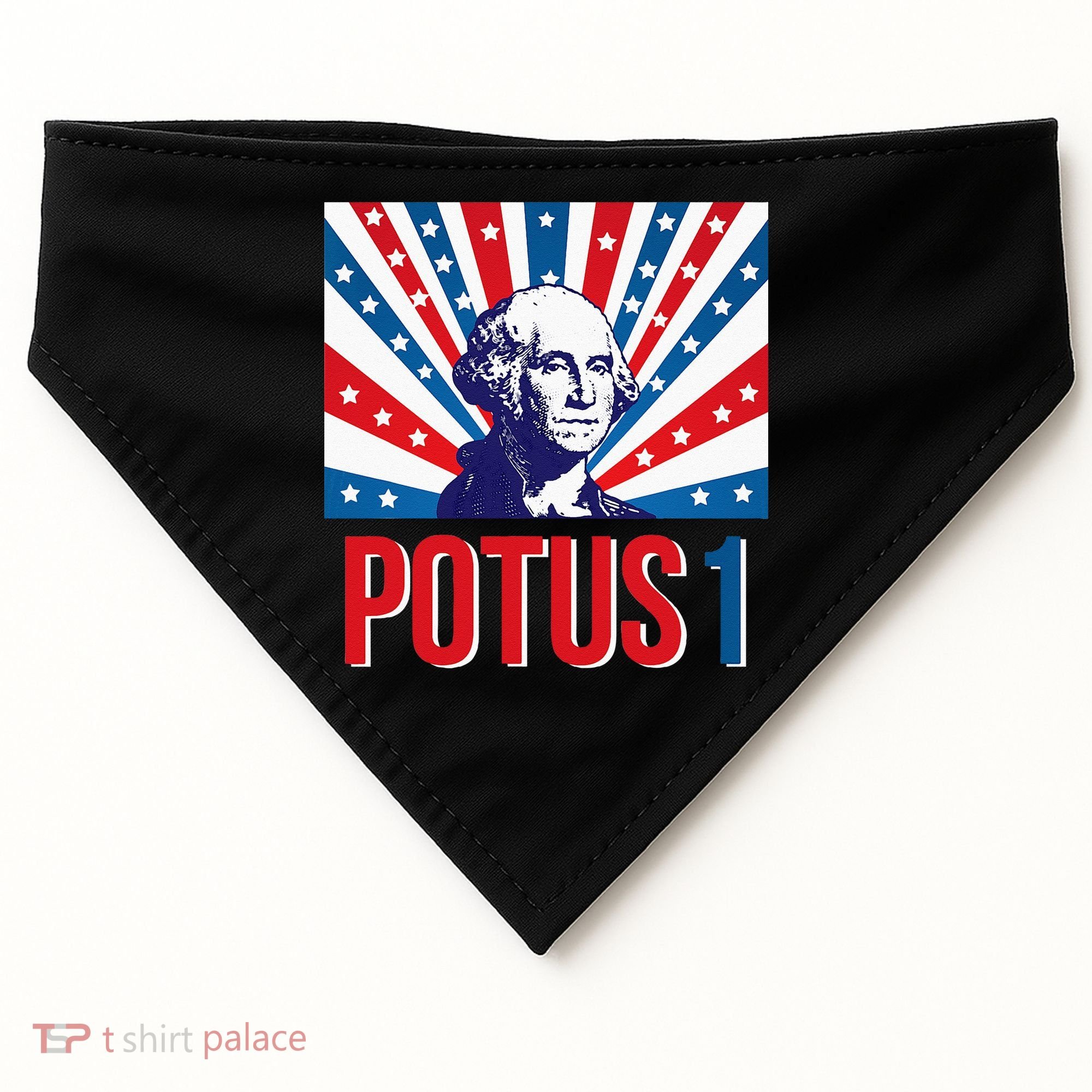 Potus 1 George Washington Retro USA-Made Doggie Bandana