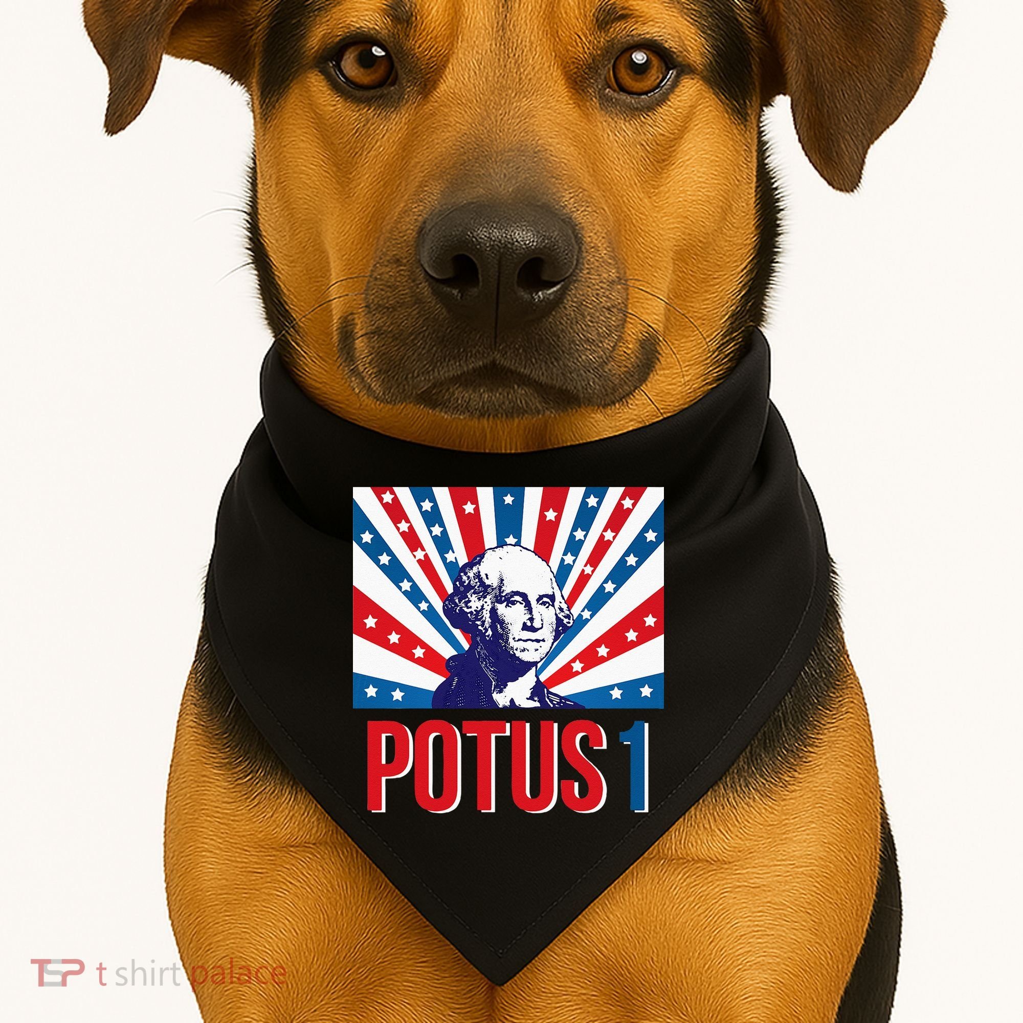 Potus 1 George Washington Retro USA-Made Doggie Bandana
