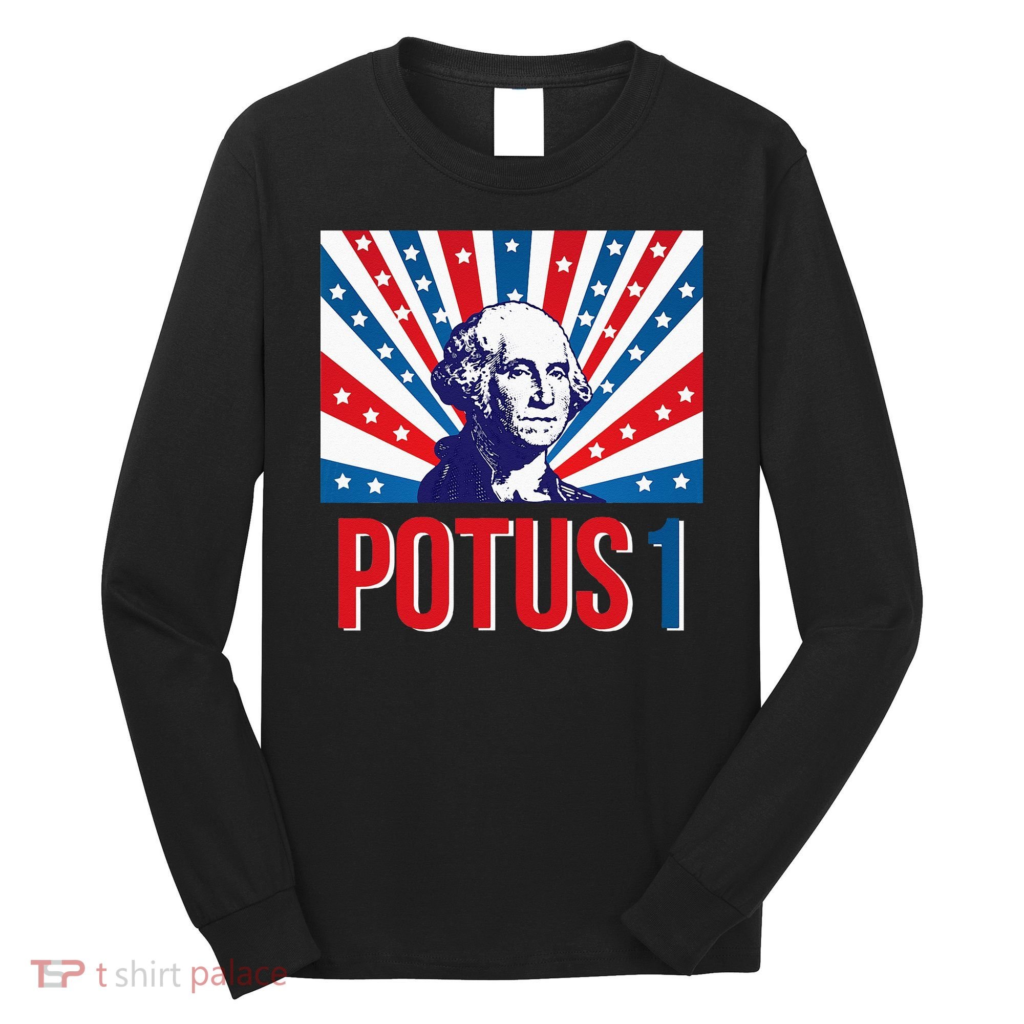 Potus 1 George Washington Retro Long Sleeve Shirt