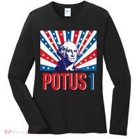 Potus 1 George Washington Retro Women's Long Sleeve Shirt thumb 0