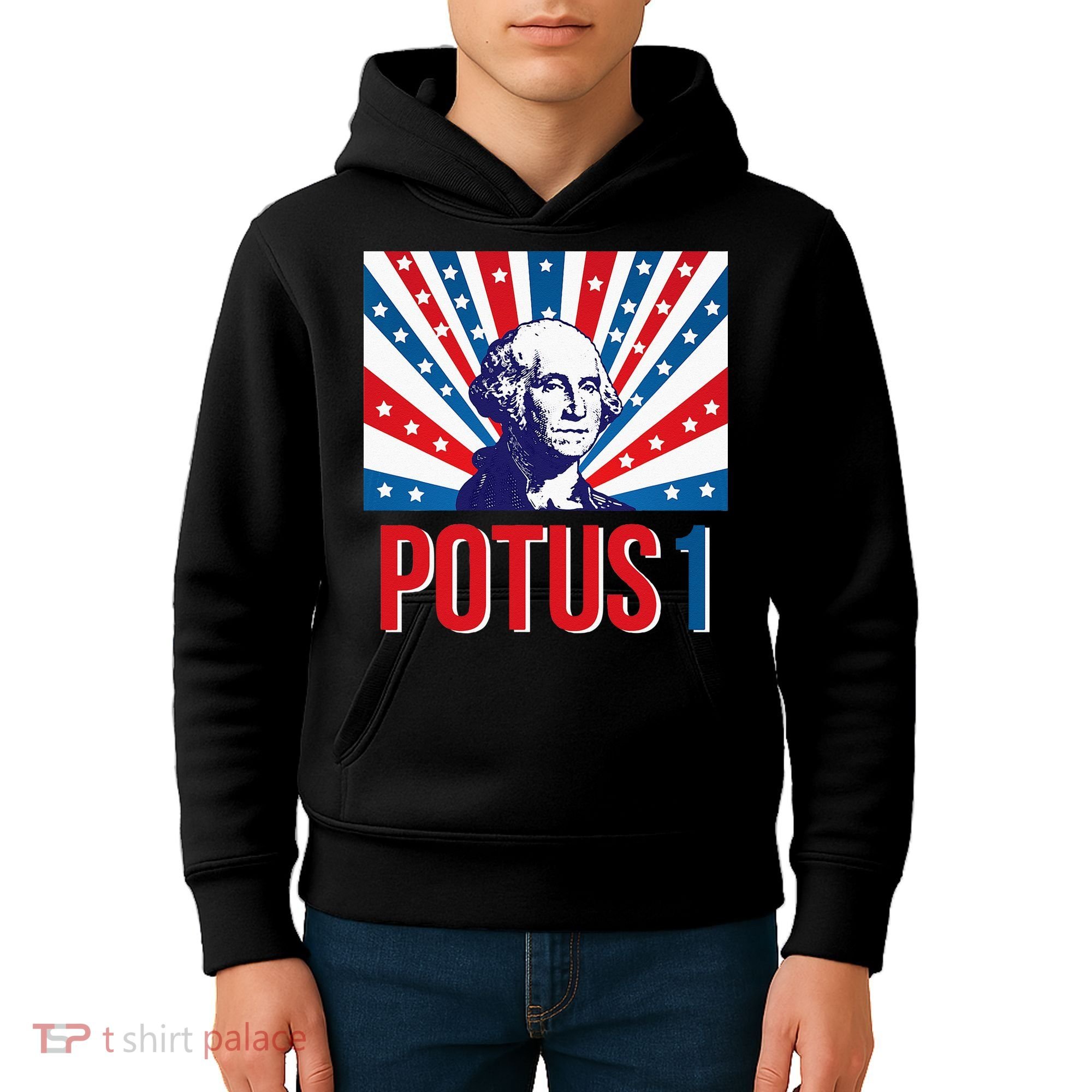 Potus 1 George Washington Retro Kids Hoodie
