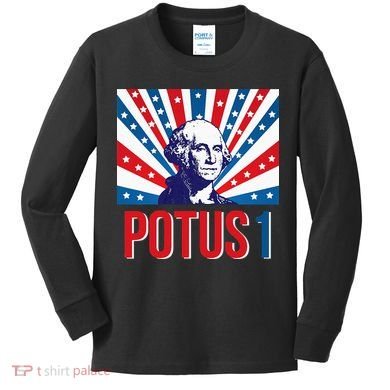 Potus 1 George Washington Retro Kids Long Sleeve Shirt
