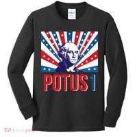 Potus 1 George Washington Retro Kids Long Sleeve Shirt thumb 0