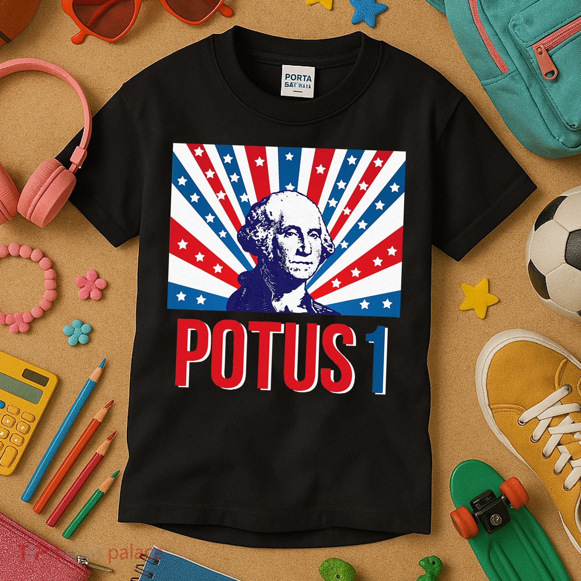 Potus 1 George Washington Retro Kids T-Shirt