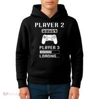Player 1 Player 2 ready player 3 loading... pregnancy ps Kids Hoodie thumb 4