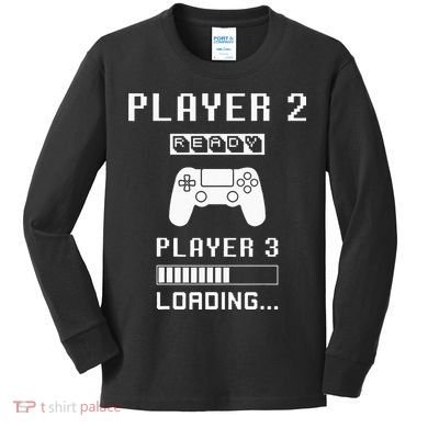 Player 1 Player 2 ready player 3 loading... pregnancy ps Kids Long Sleeve Shirt