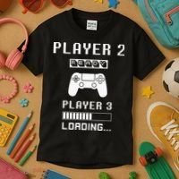 Player 1 Player 2 ready player 3 loading... pregnancy ps Kids T-Shirt thumb 3