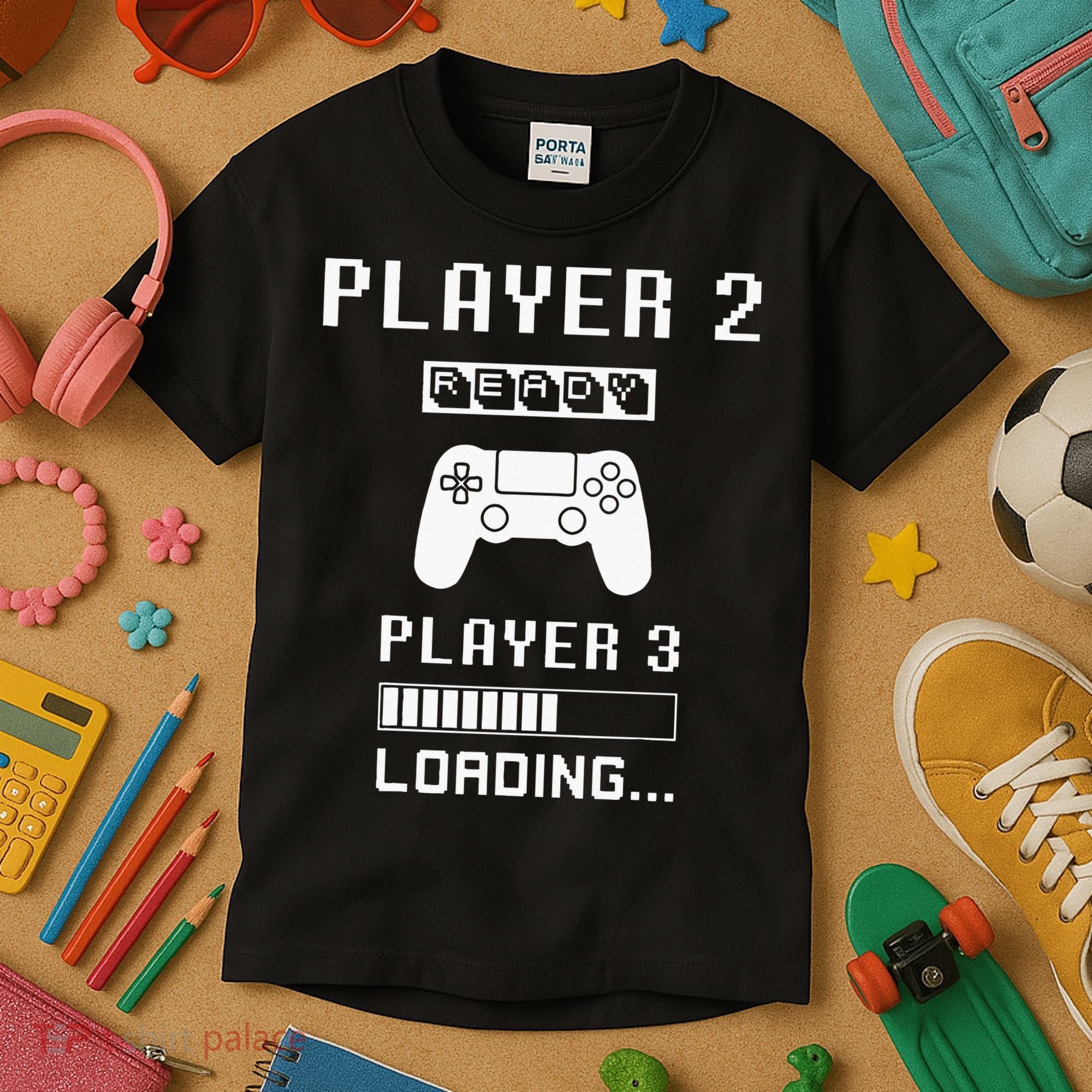 Player 1 Player 2 ready player 3 loading... pregnancy ps Kids T-Shirt