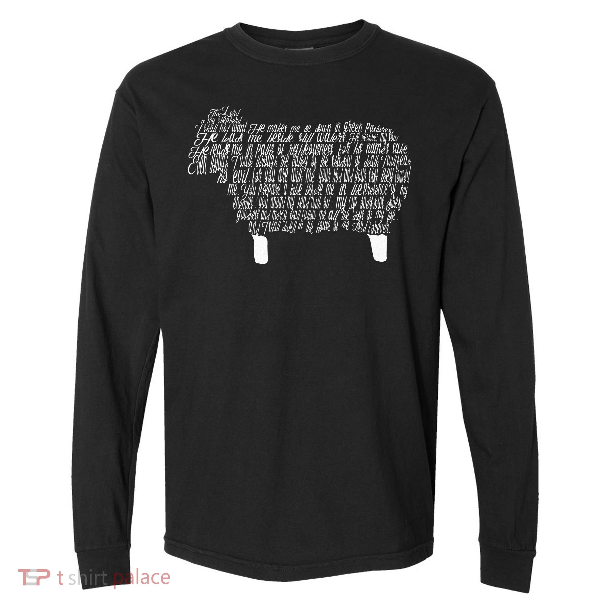 Psalm 23 Bible Scripture Lamb Comfort Colors Heavyweight Long Sleeve T-Shirt