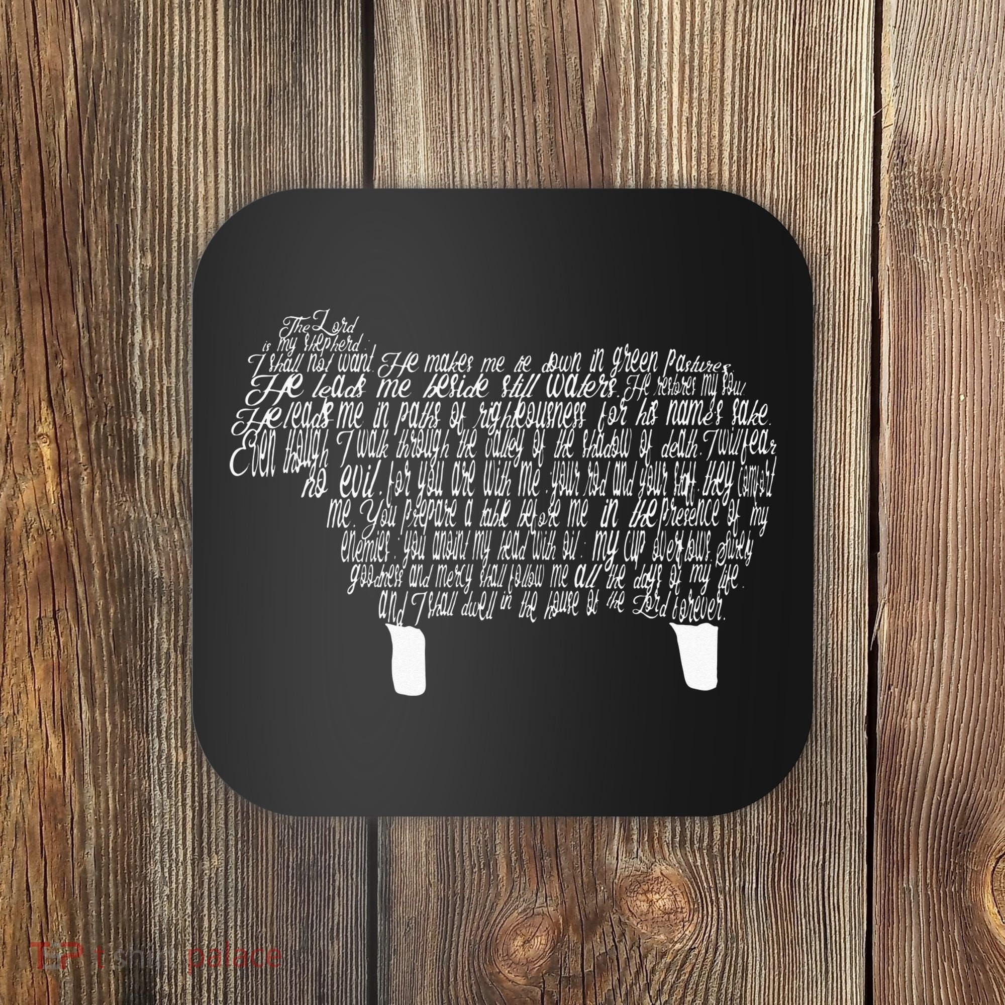 Psalm 23 Bible Scripture Lamb Coaster