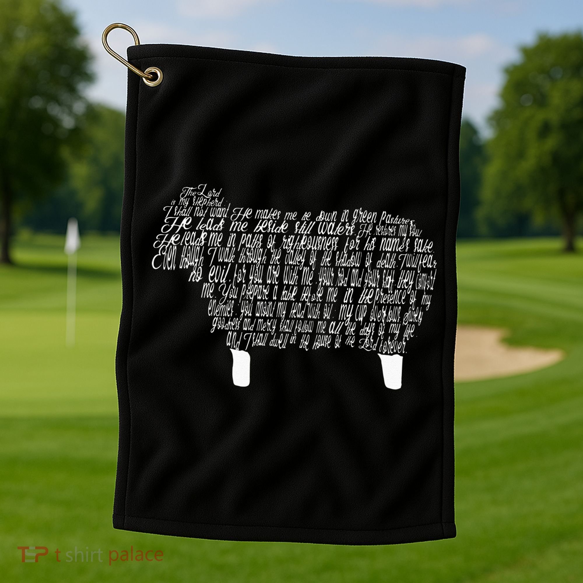 Psalm 23 Bible Scripture Lamb Golf Towel