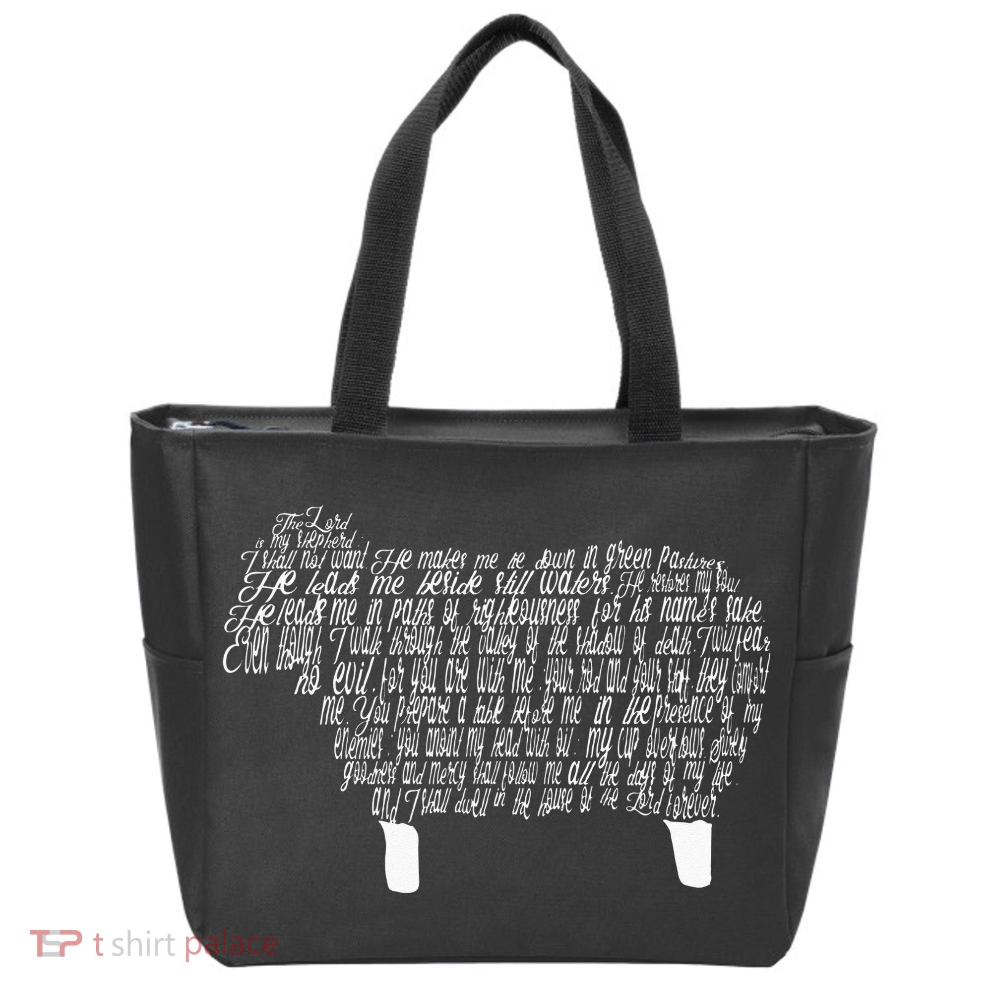 Psalm 23 Bible Scripture Lamb Tote Bag