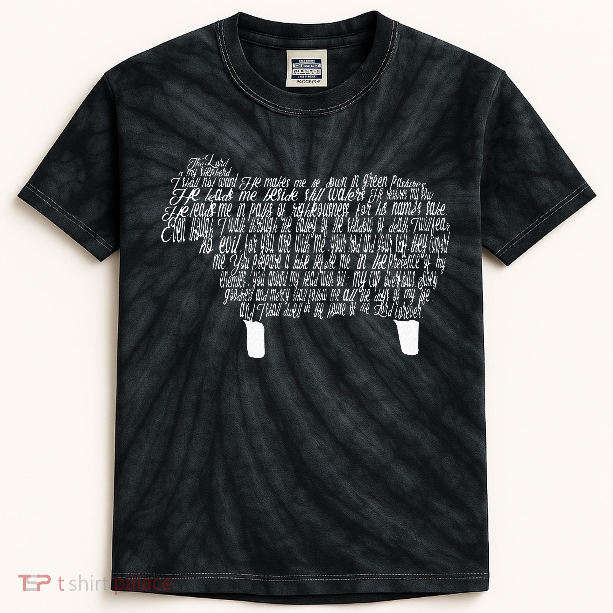 Psalm 23 Bible Scripture Lamb Kids Tie-Dye T-Shirt