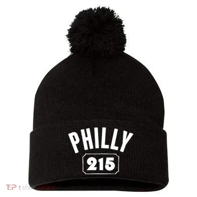 Philly 215 Philly Pride Area Code Workout Pom Pom 12in Knit Beanie