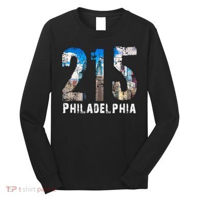 Philadelphia 215 Philly 215 Skyline Area Code Long Sleeve Shirt