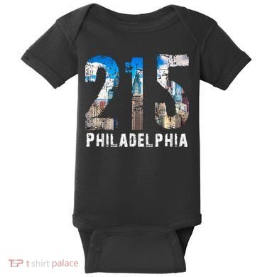 Philadelphia 215 Philly 215 Skyline Area Code Baby Bodysuit