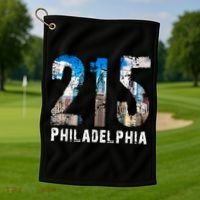 Philadelphia 215 Philly 215 Skyline Area Code Golf Towel thumb 1
