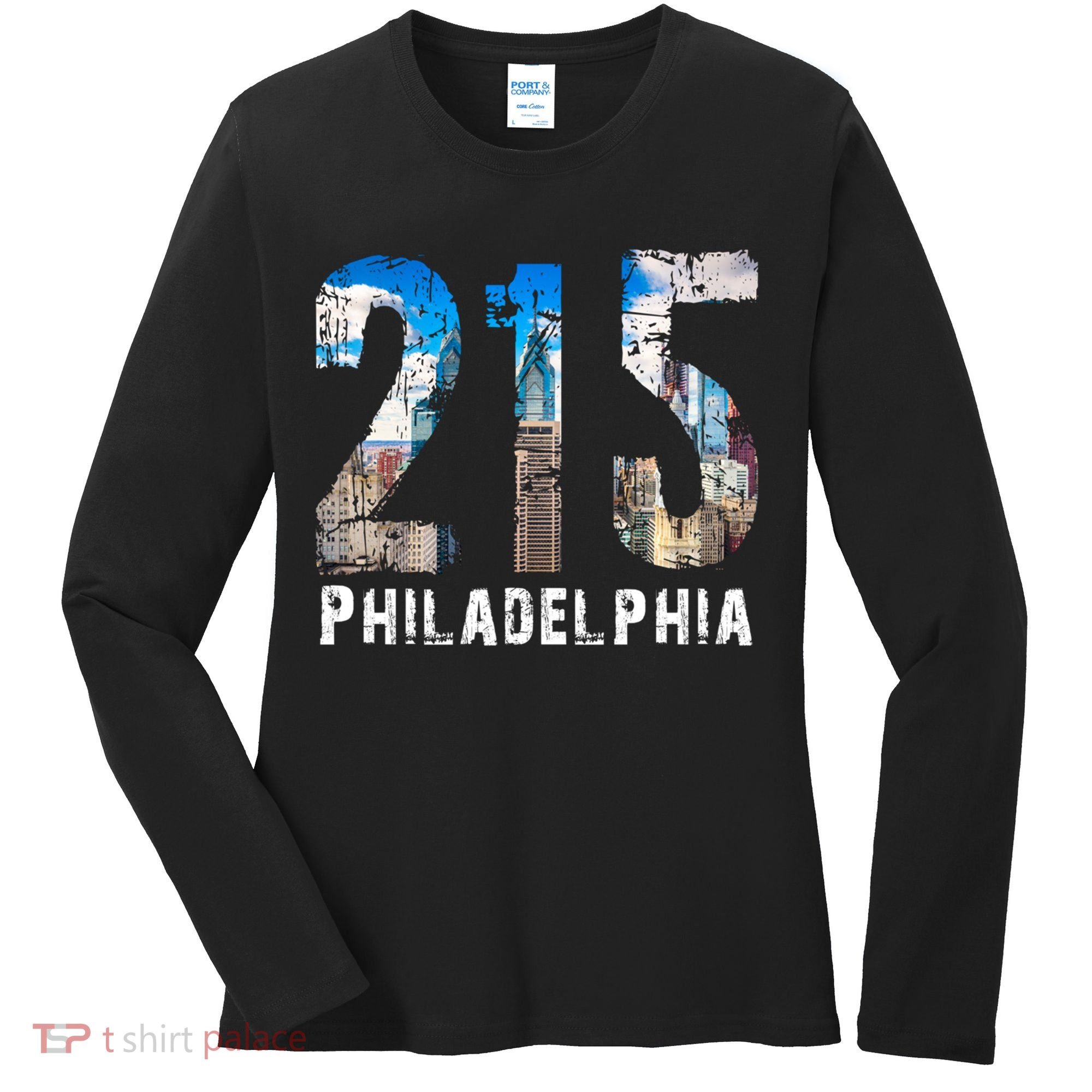 Philadelphia 215 Philly 215 Skyline Area Code Women's Long Sleeve Shirt
