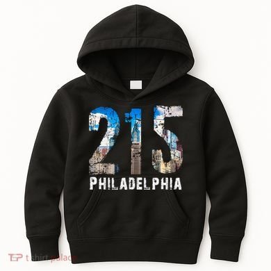 Philadelphia 215 Philly 215 Skyline Area Code Kids Hoodie