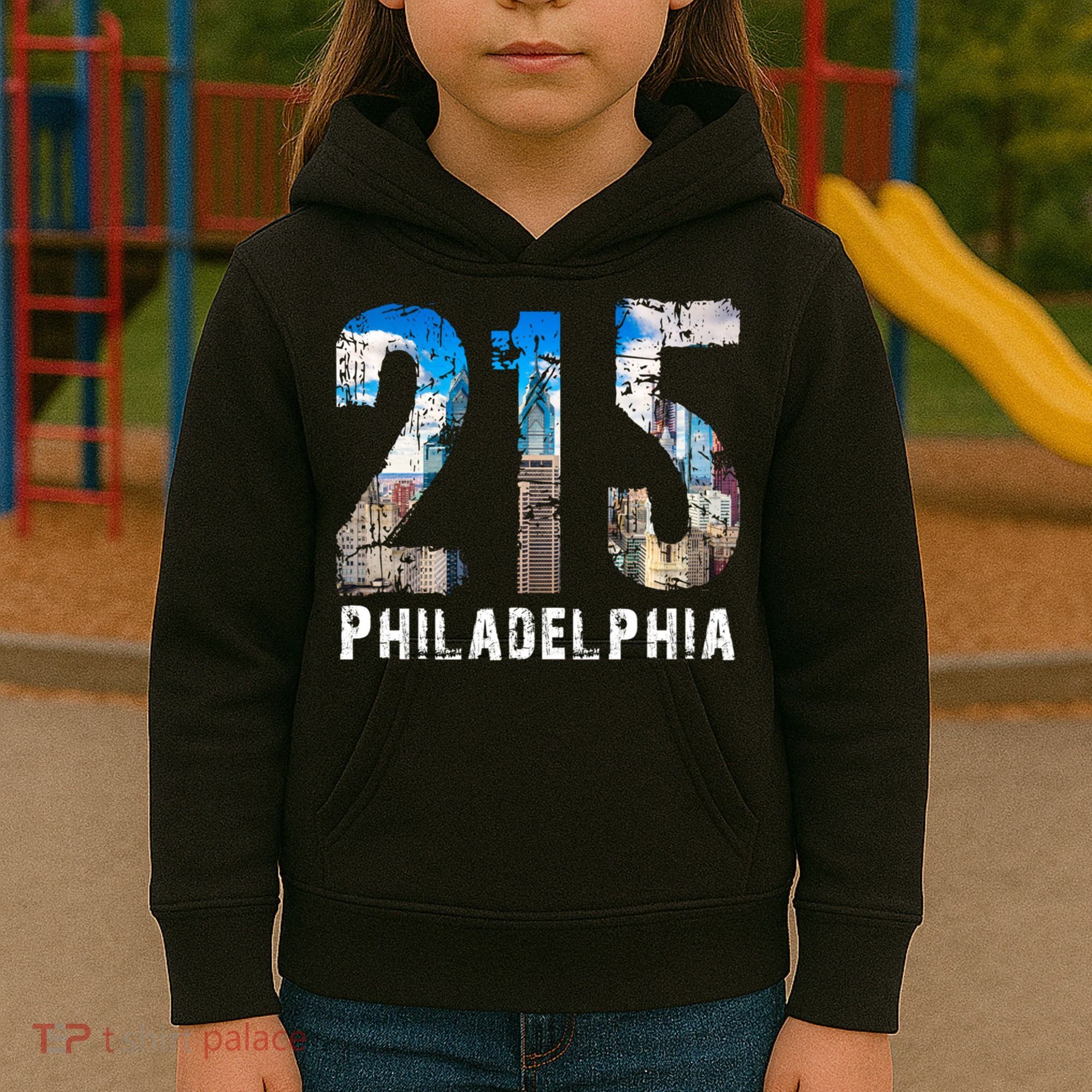 Philadelphia 215 Philly 215 Skyline Area Code Kids Hoodie