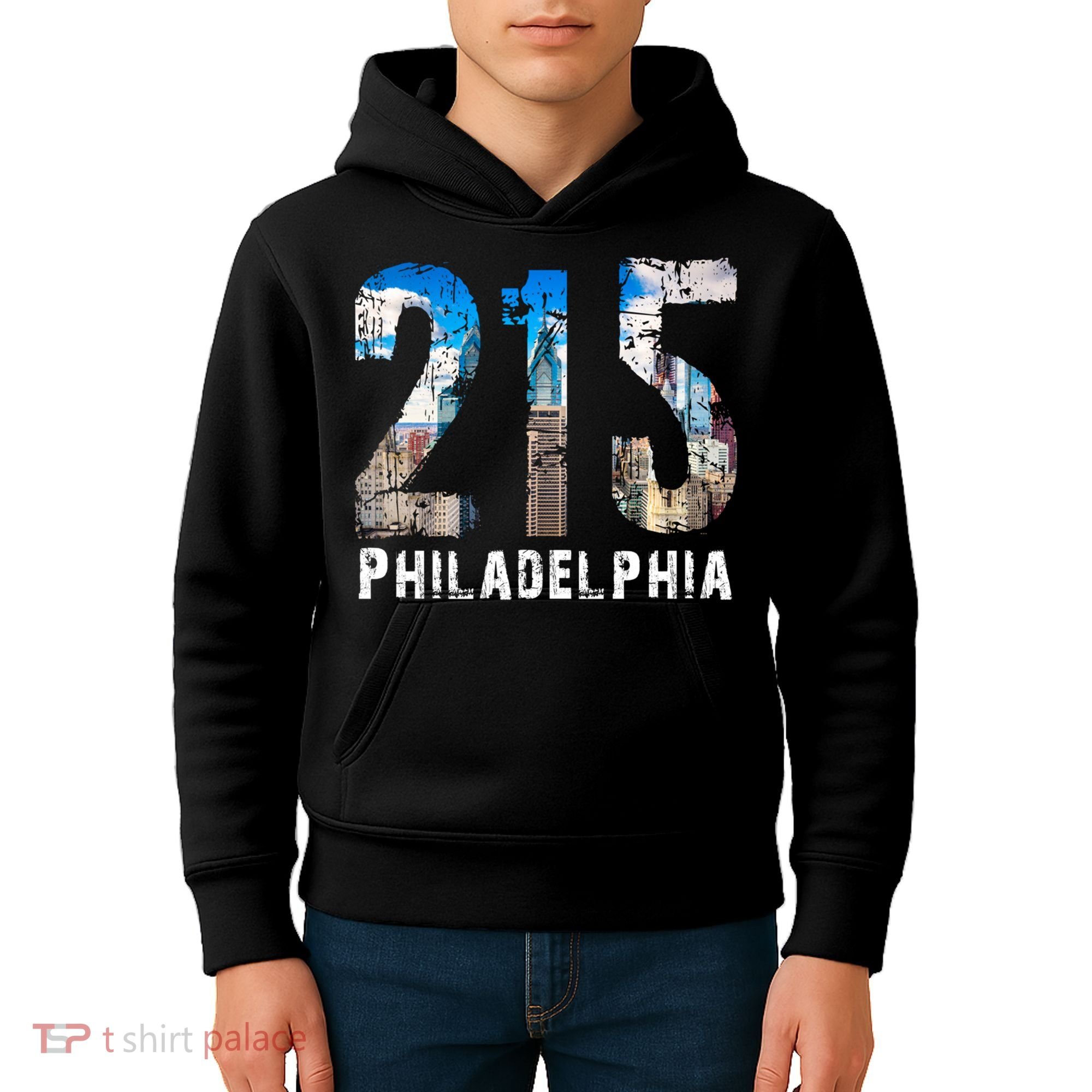Philadelphia 215 Philly 215 Skyline Area Code Kids Hoodie