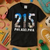 Philadelphia 215 Philly 215 Skyline Area Code Kids T-Shirt thumb 3