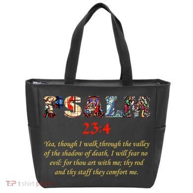 PSALM 23:4 Christin Bible Quote Tote Bag