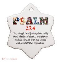 PSALM 23:4 Christin Bible Quote Ceramic Ornament thumb 0