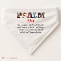 PSALM 23:4 Christin Bible Quote USA-Made Doggie Bandana thumb 0