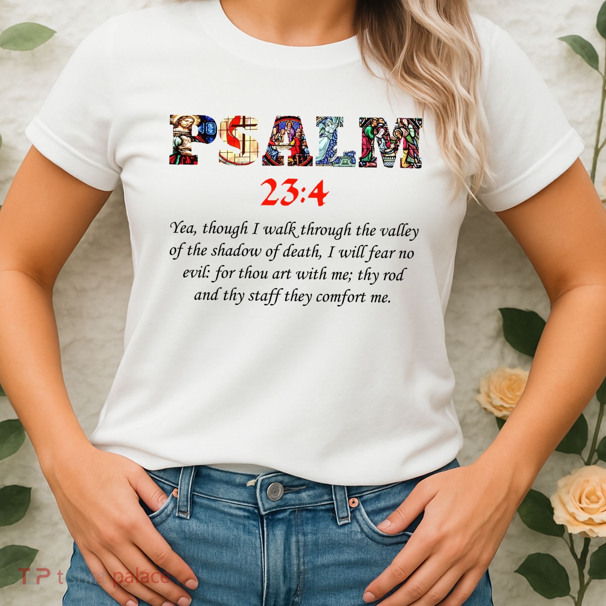 PSALM 23:4 Christin Bible Quote Women's T-Shirt