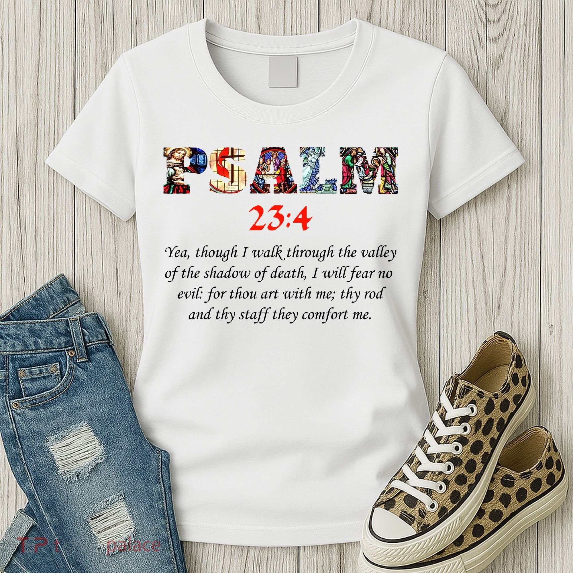 PSALM 23:4 Christin Bible Quote Women's T-Shirt