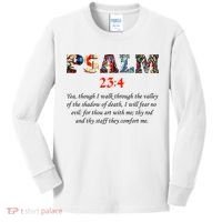 PSALM 23:4 Christin Bible Quote Kids Long Sleeve Shirt thumb 0
