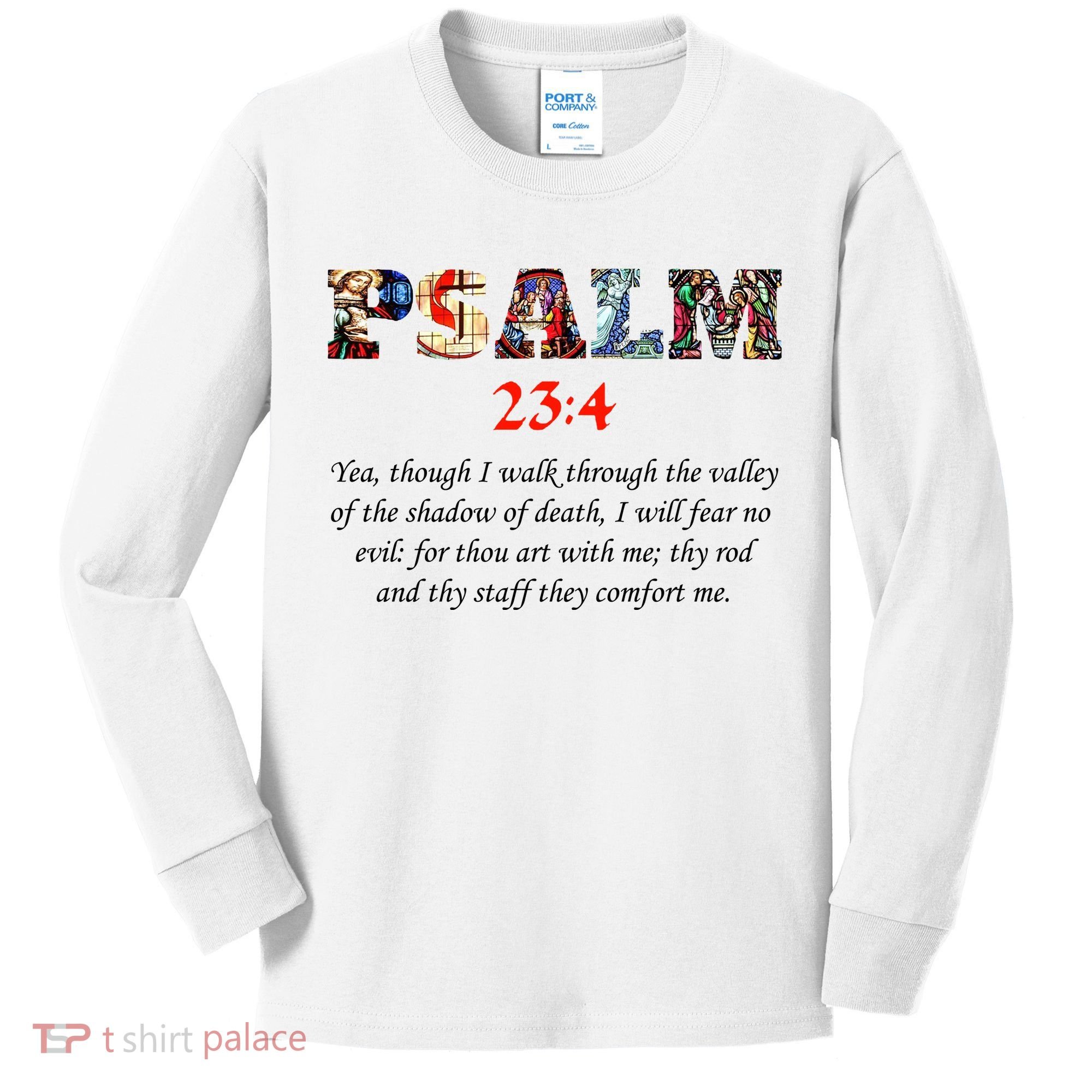 PSALM 23:4 Christin Bible Quote Kids Long Sleeve Shirt