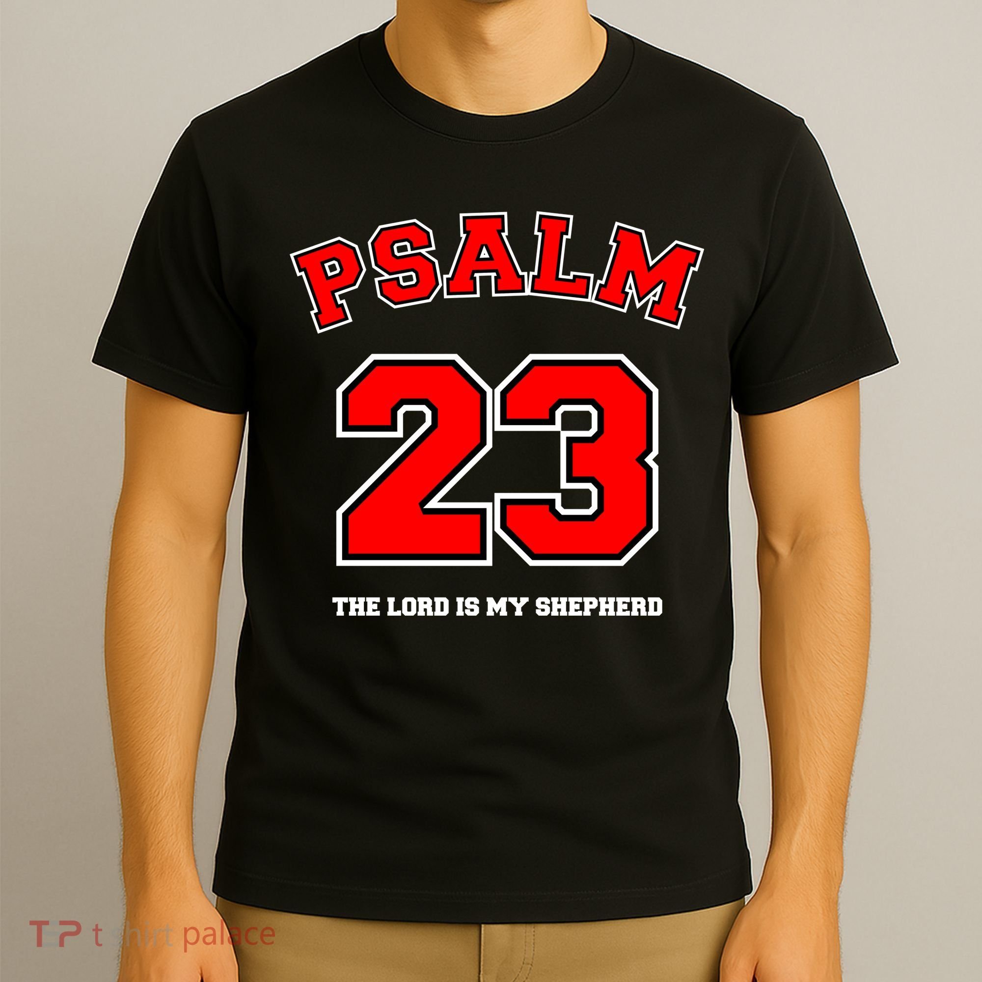 Psalm 23 The Lord Is My Shepherd Bible Verse Christian Jersey T-Shirt