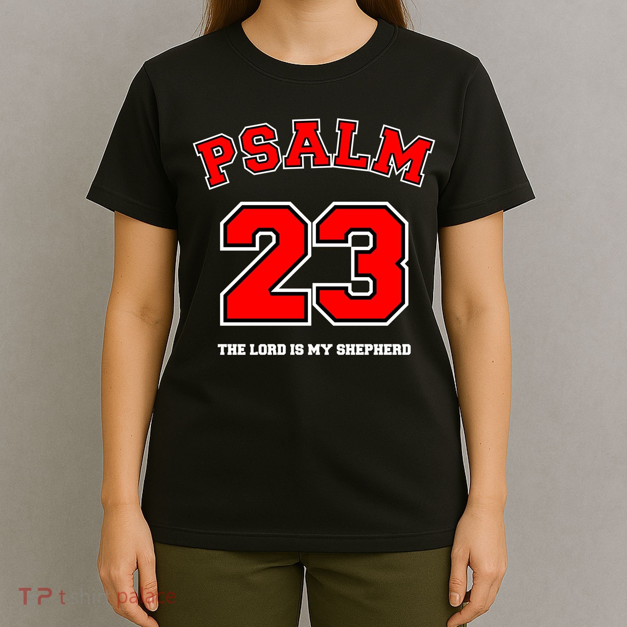 Psalm 23 The Lord Is My Shepherd Bible Verse Christian Jersey T-Shirt
