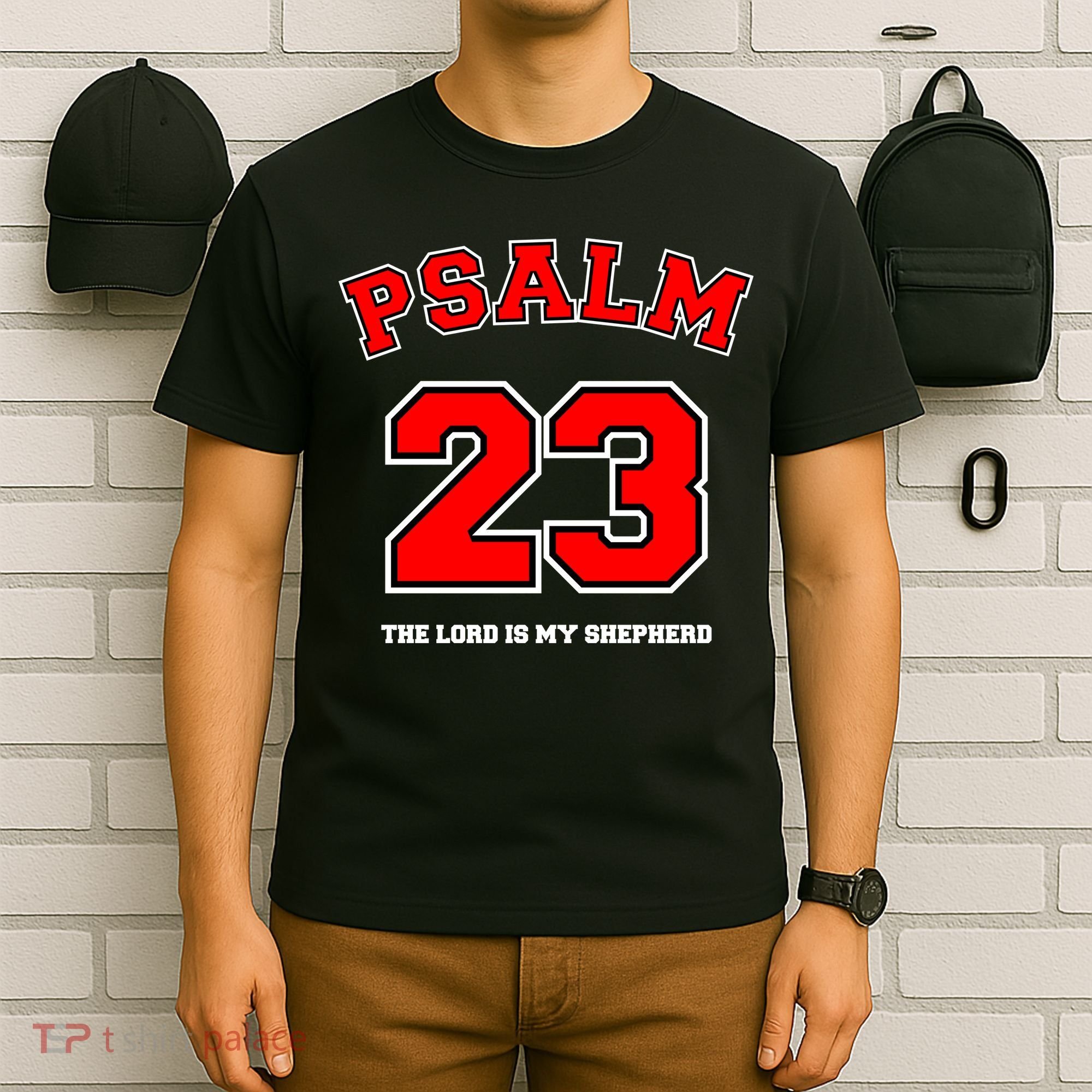 Psalm 23 The Lord Is My Shepherd Bible Verse Christian Jersey T-Shirt