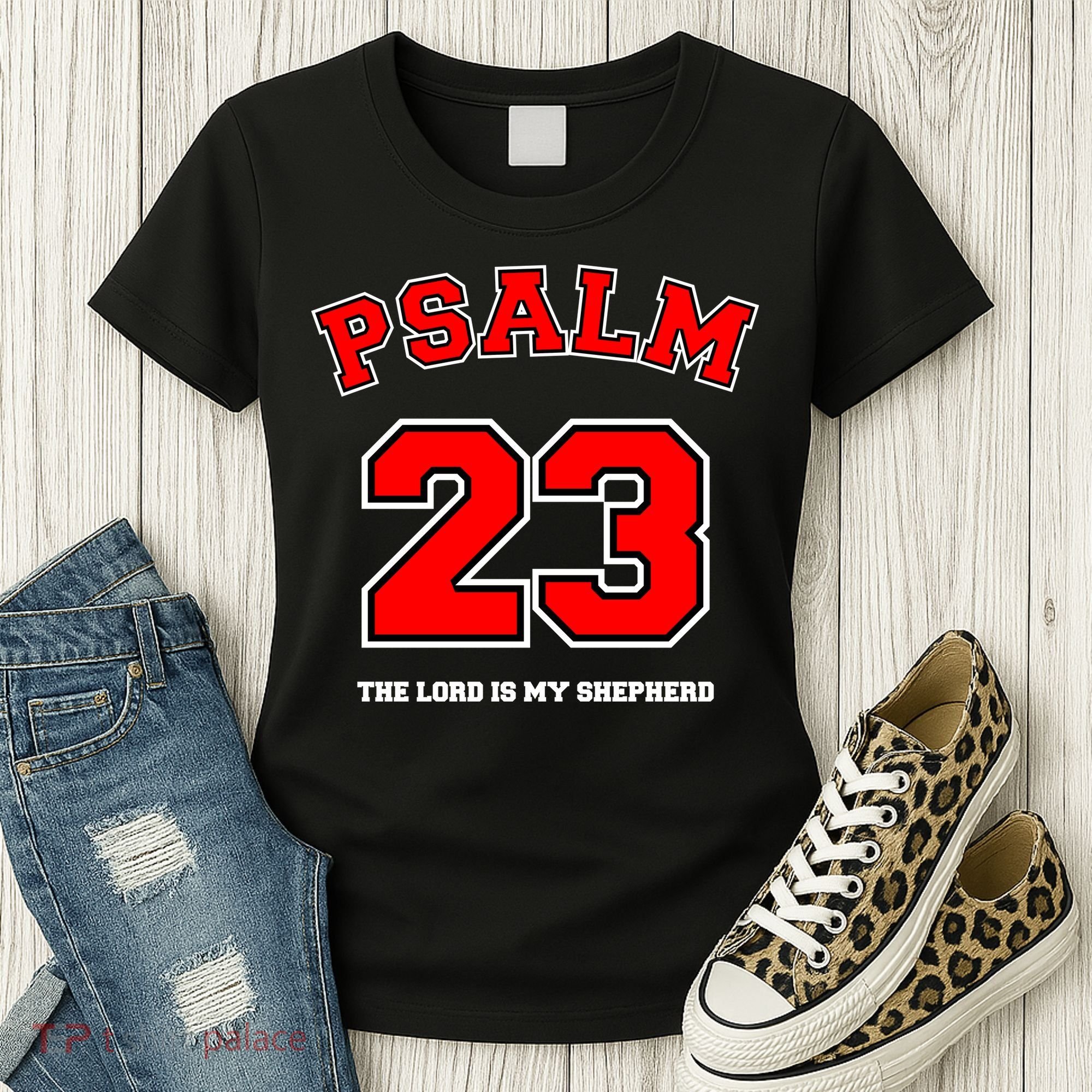 Psalm 23 The Lord Is My Shepherd Bible Verse Christian Jersey Women's T-Shirt