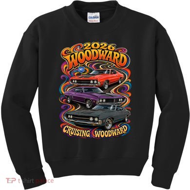 Psychedelic 2026 Woodward Cruising 1970s Muscle Cars Kids Sweatshirt