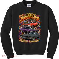 Psychedelic 2026 Woodward Cruising 1970s Muscle Cars Kids Sweatshirt thumb 0