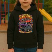 Psychedelic 2026 Woodward Cruising 1970s Muscle Cars Kids Hoodie thumb 3