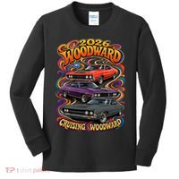 Psychedelic 2026 Woodward Cruising 1970s Muscle Cars Kids Long Sleeve Shirt thumb 0