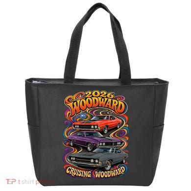 Psychedelic 2026 Woodward Cruising 1970s Muscle Cars Tote Bag