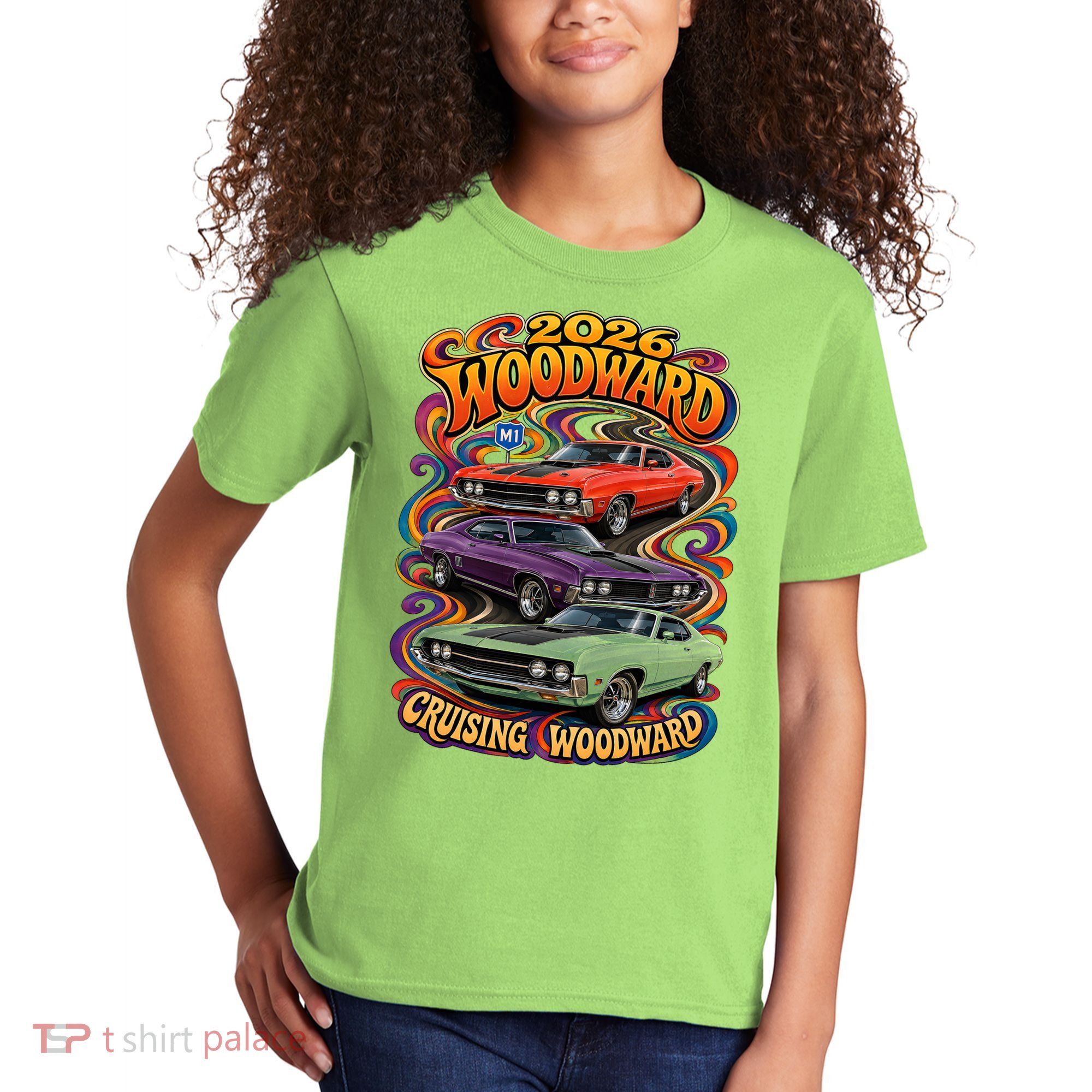 Psychedelic 2026 Woodward Cruising 1970s Muscle Cars Kids T-Shirt