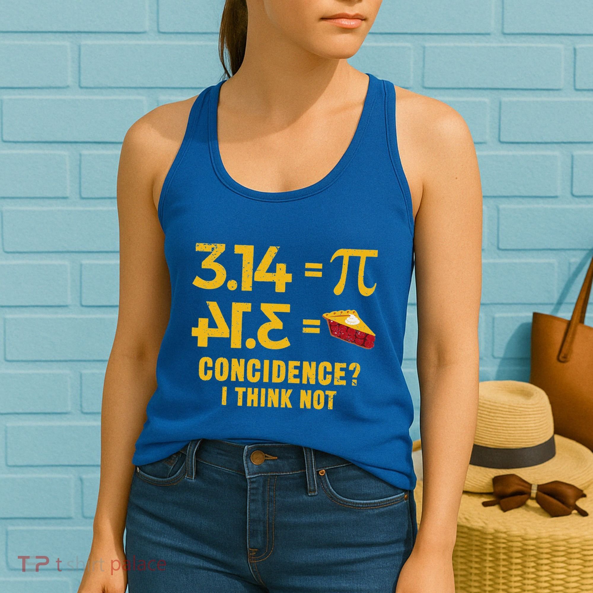 Pi 3 14 = Pie Coincidence I Think Not Math Pun Women's Tank Top