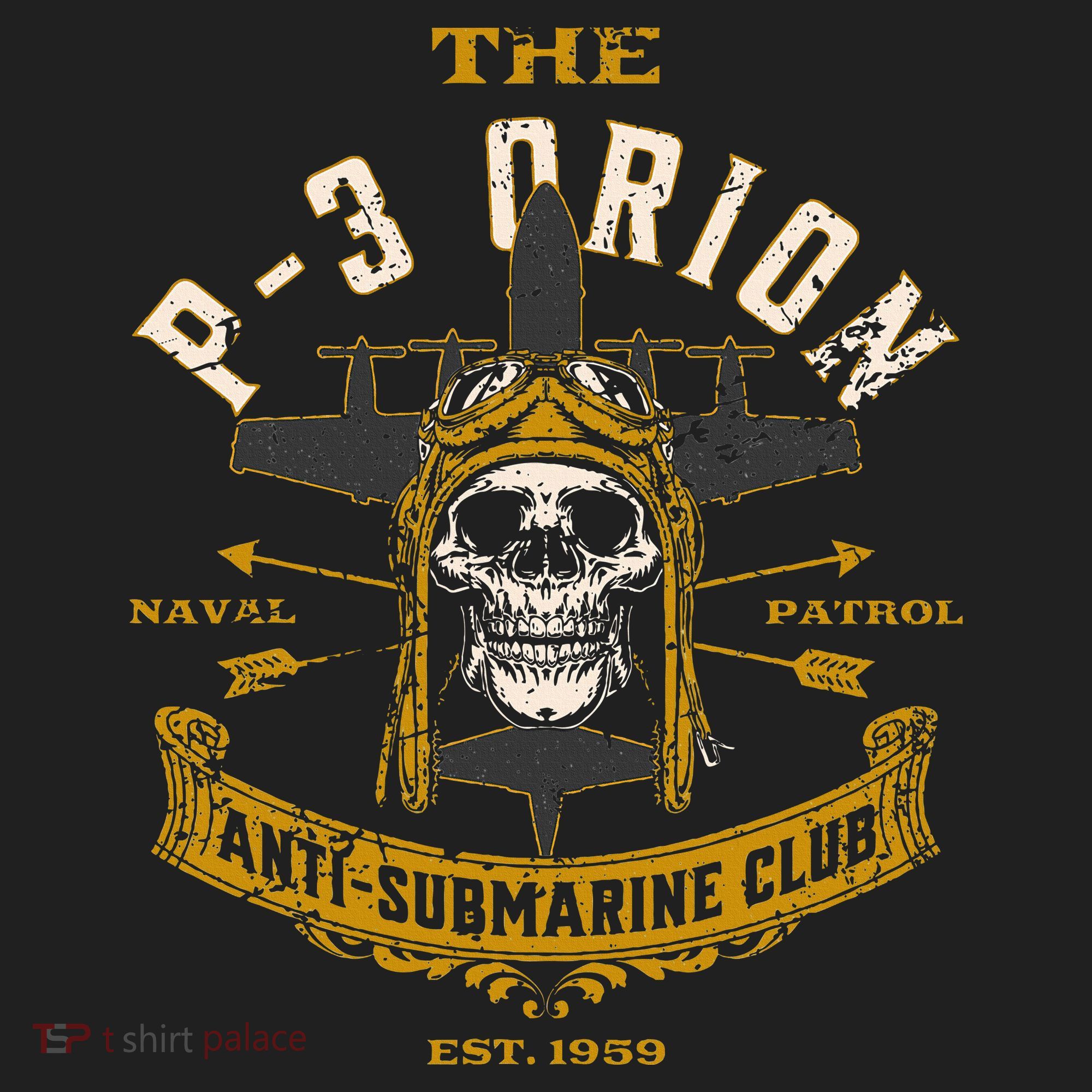 P 3 Orion Anti Submarine Aircraft Skull Distressed Women's Sweatshirt