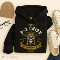 P 3 Orion Anti Submarine Aircraft Skull Distressed Hoodie thumb 4