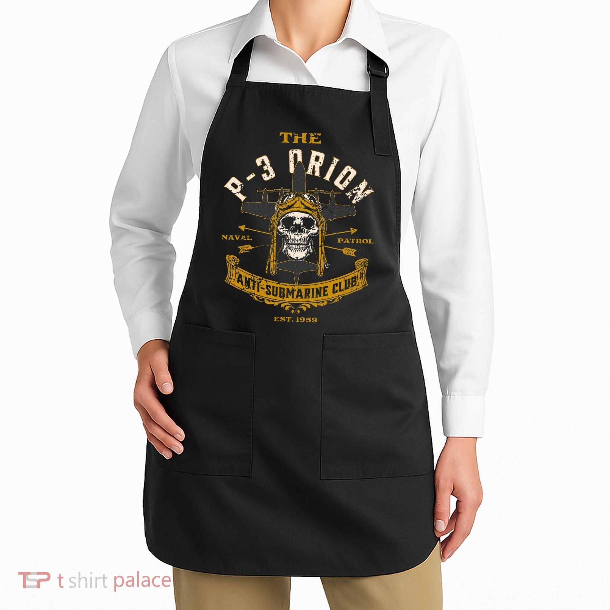 P 3 Orion Anti Submarine Aircraft Skull Distressed Apron