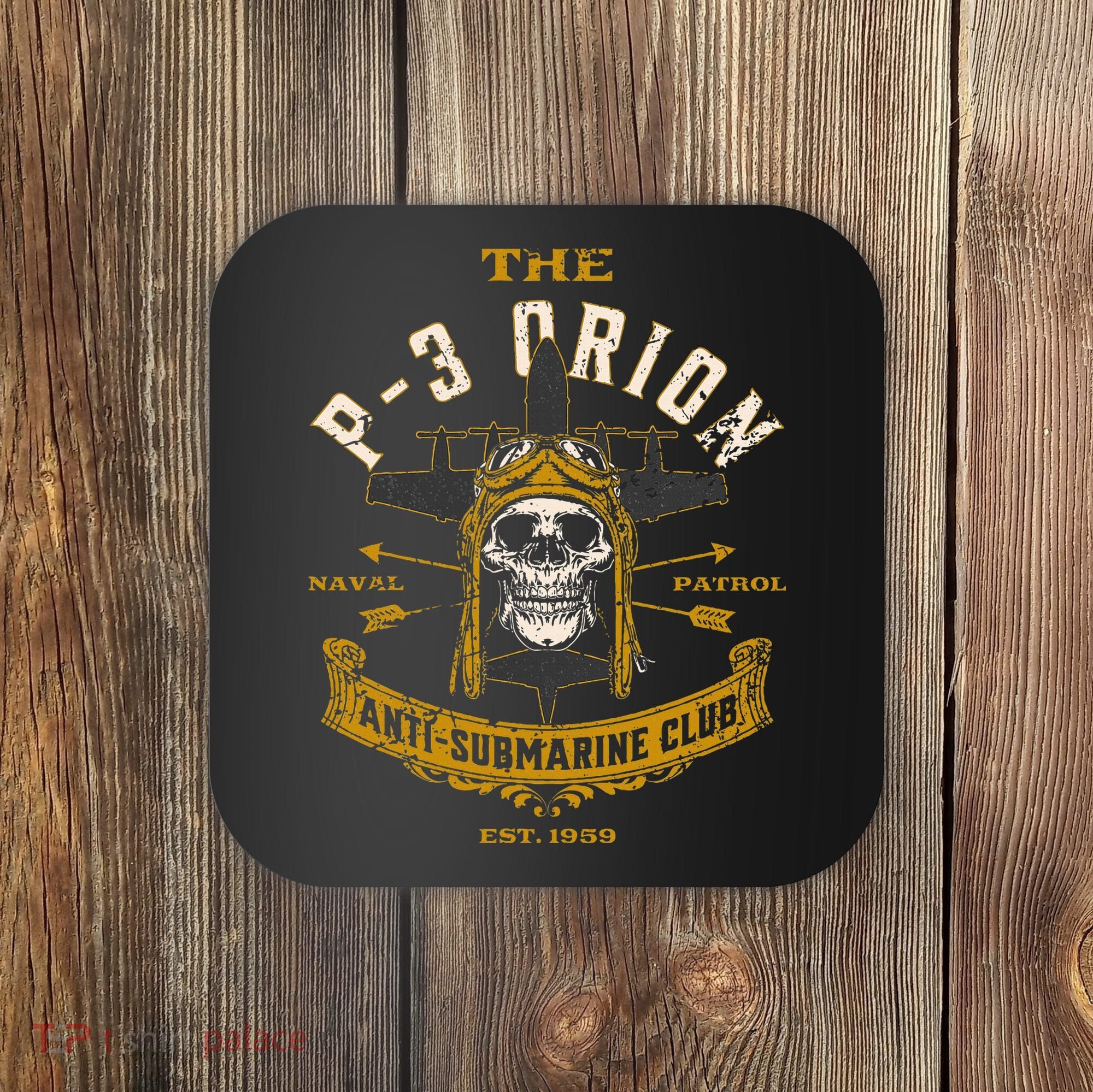 P 3 Orion Anti Submarine Aircraft Skull Distressed Coaster