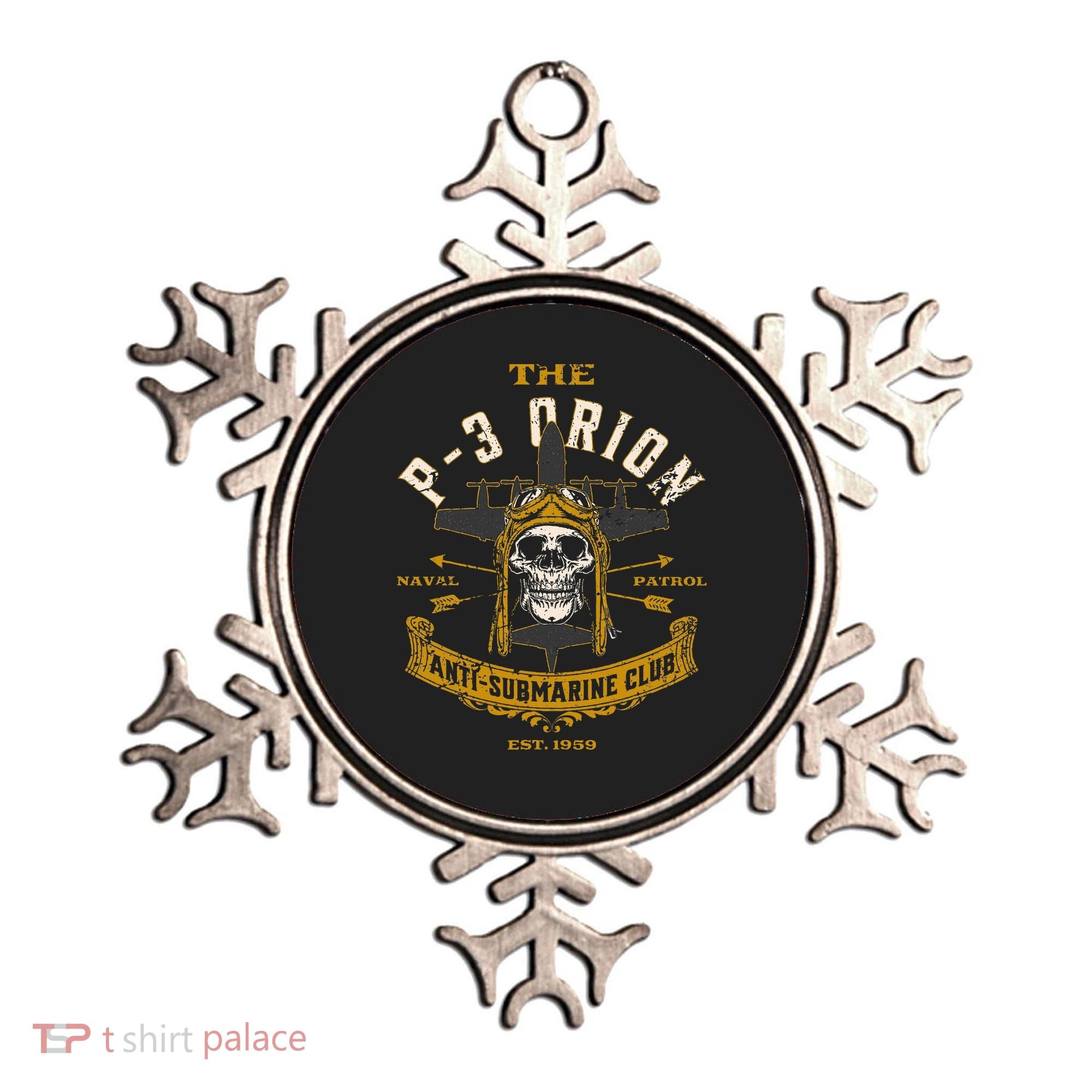 P 3 Orion Anti Submarine Aircraft Skull Distressed Ornament
